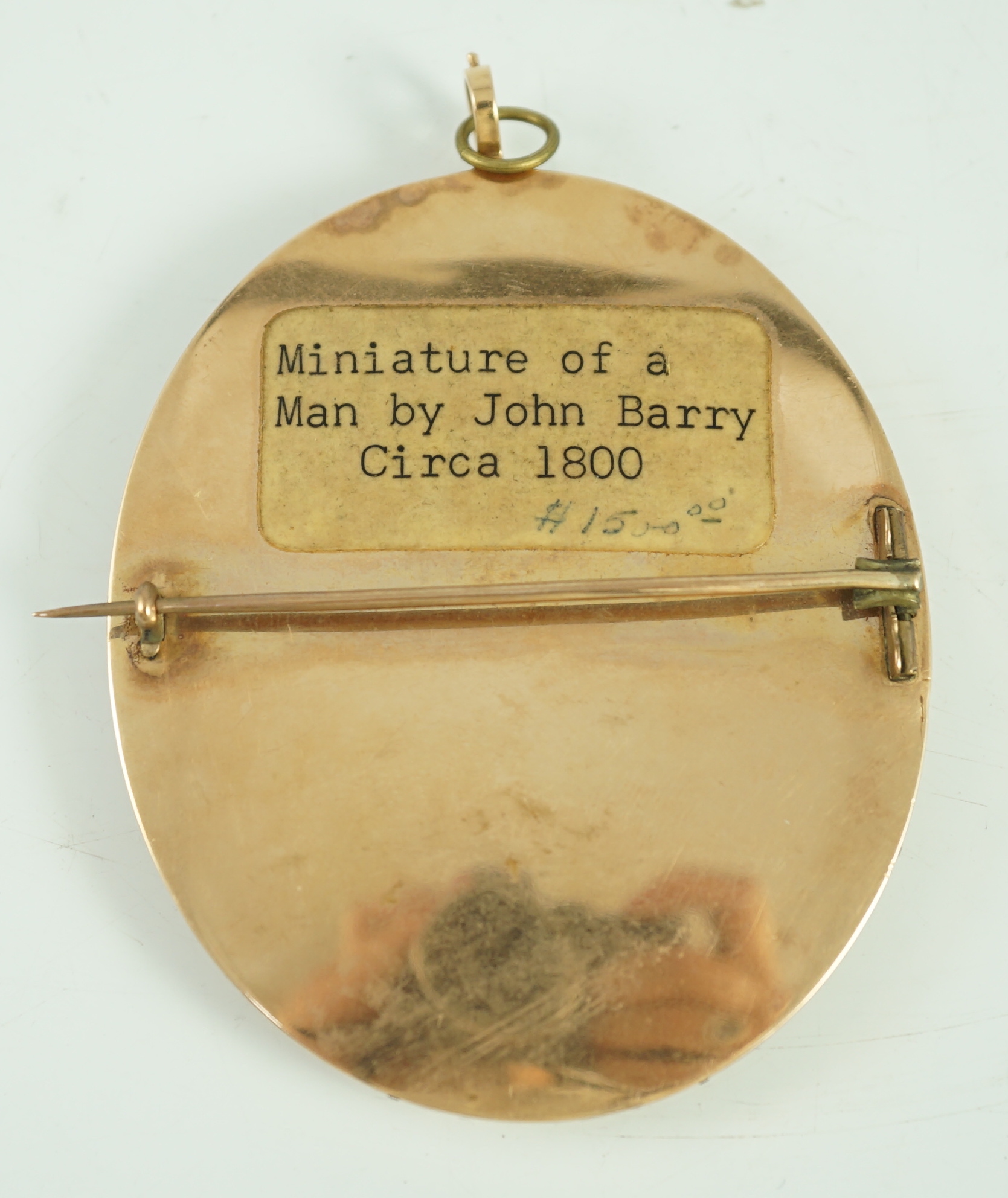 John Barry (fl.1784-1817), Portrait miniature of a gentleman, watercolour on ivory, 6.5 x 5.5cm CITES Submission reference GJY3XKA9